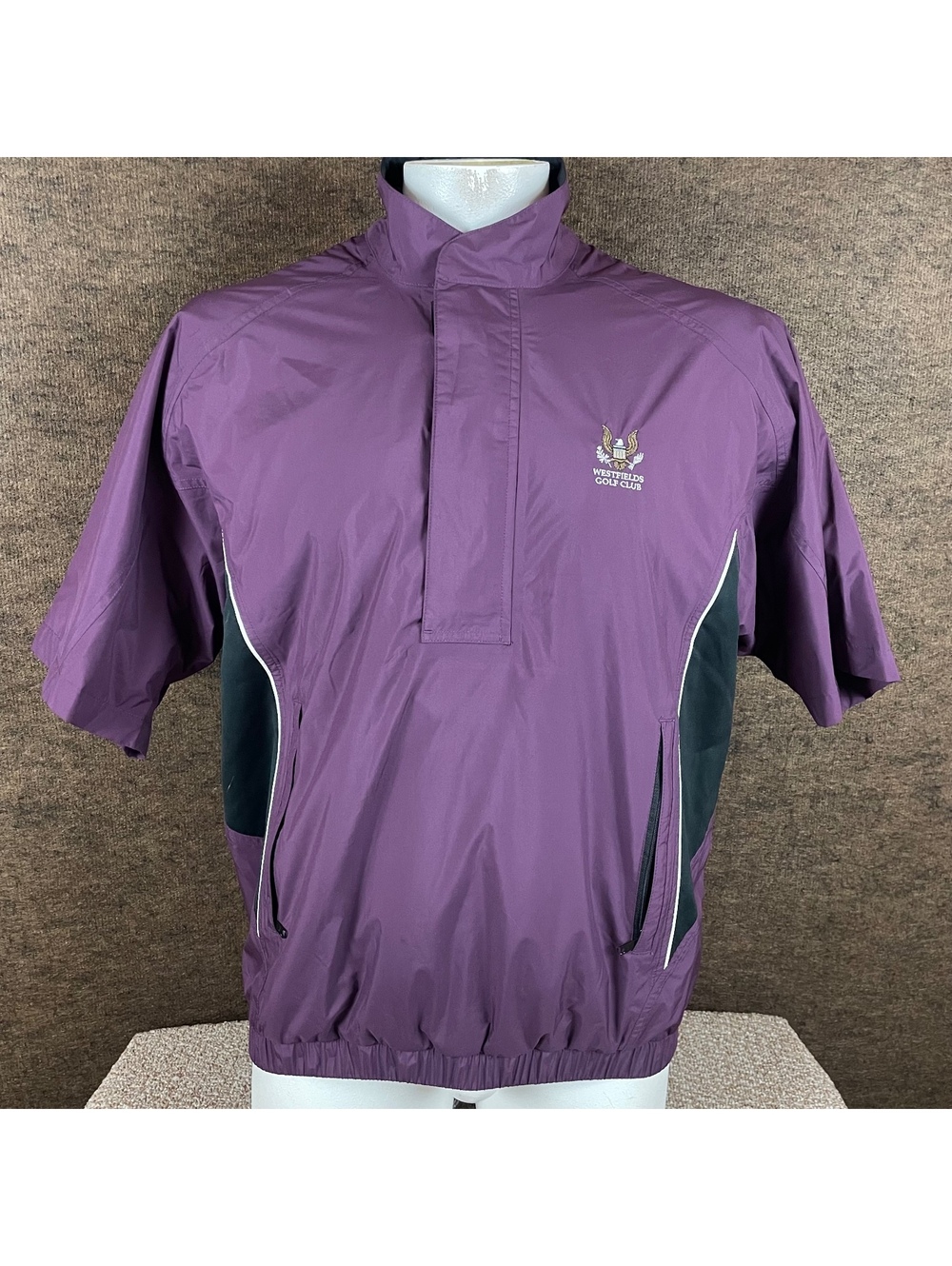 Footjoy Dryjoys Wind Shirt Men’s Medium Short Sleeve Purple Waterproof